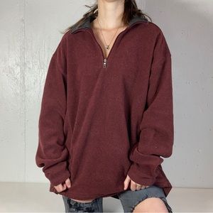 Classic Maroon Quarter Zip Fleece Pullover